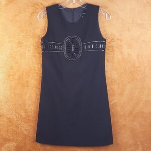 THE KOOPLES Womens Dress Size 0 Black Sheath Sleeveless Lined Knee Length LBD